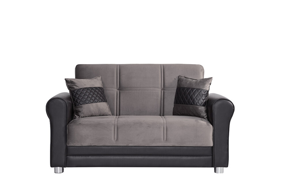 Gray fabric storage/sofa bed living room loveseat by Casamode