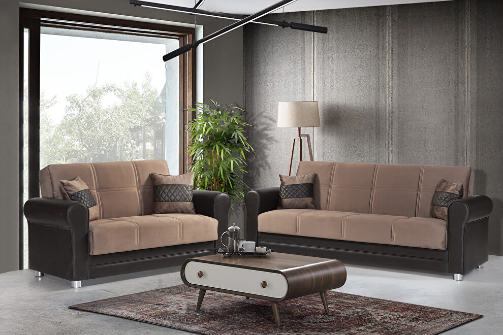 Brown fabric storage/sofa bed living room sofa by Casamode