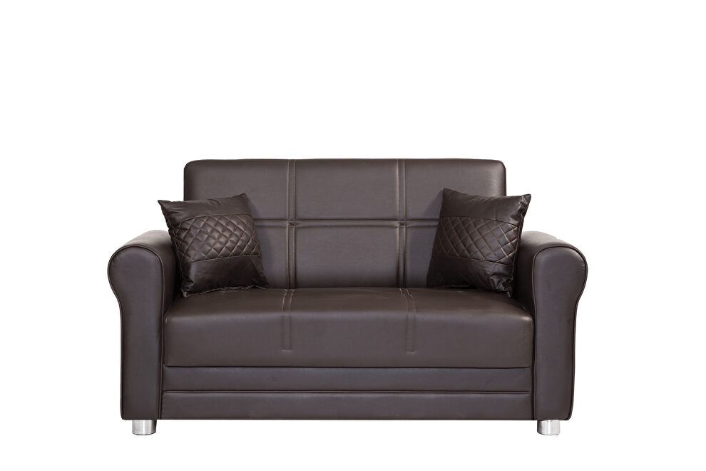Brown leatherette loveseat w/ storage by Casamode