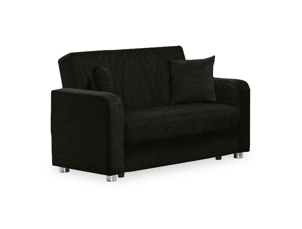 Chenille black fabric convertible loveseat by Casamode
