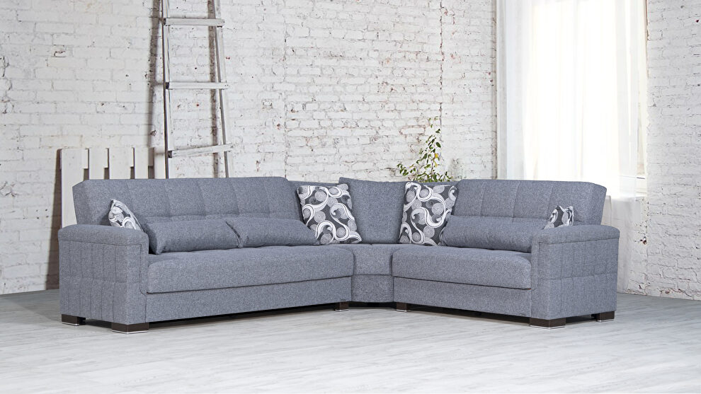 Fully reversible light gray fabric sectional by Casamode