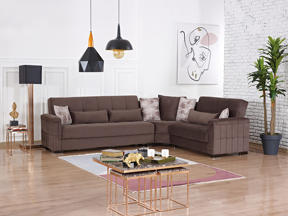Fully reversible brown microfiber sectional sofa by Casamode