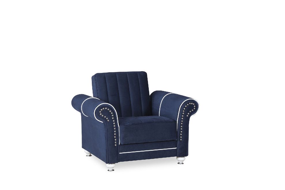 Modern blue microfiber chair w/ storage by Casamode
