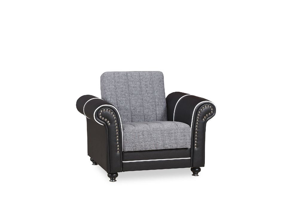 Modern gray fabric chair w/ storage by Casamode