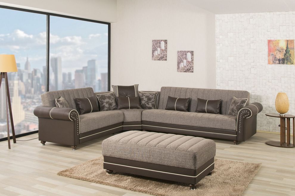 Modern sand brown sectional w/ storage/bed by Casamode