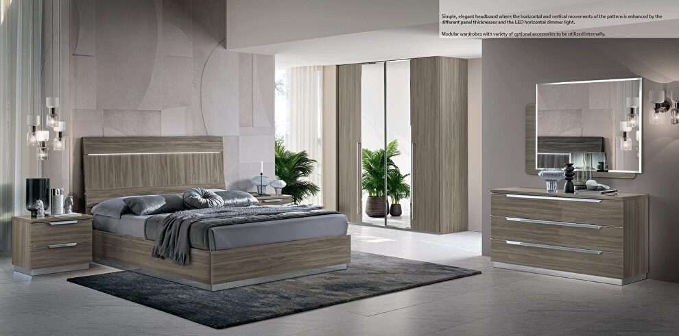 Gray exclusive contemporary veneer king bed / with led by Camelgroup Italy