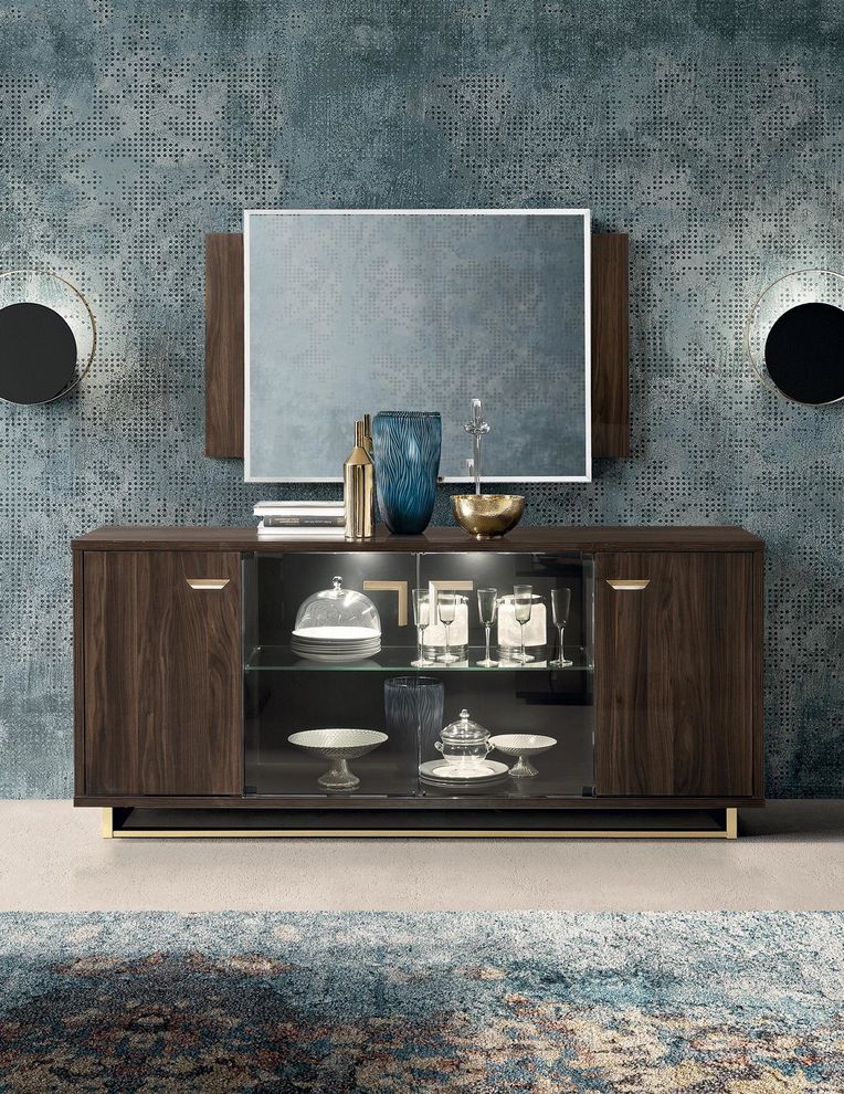 Walnut / gold high gloss buffet by Camelgroup Italy