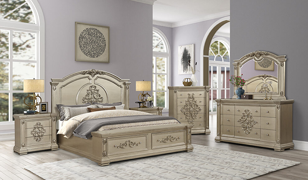 Gold platinum finish glam style bedroom by Cosmos