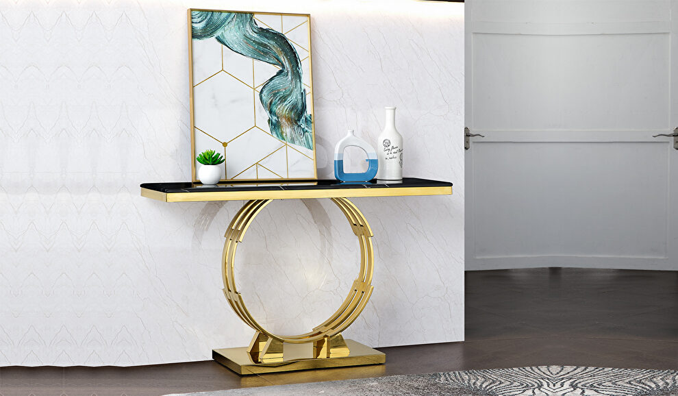 Cosmos furniture alisa modern style marble console table with metal base by Cosmos