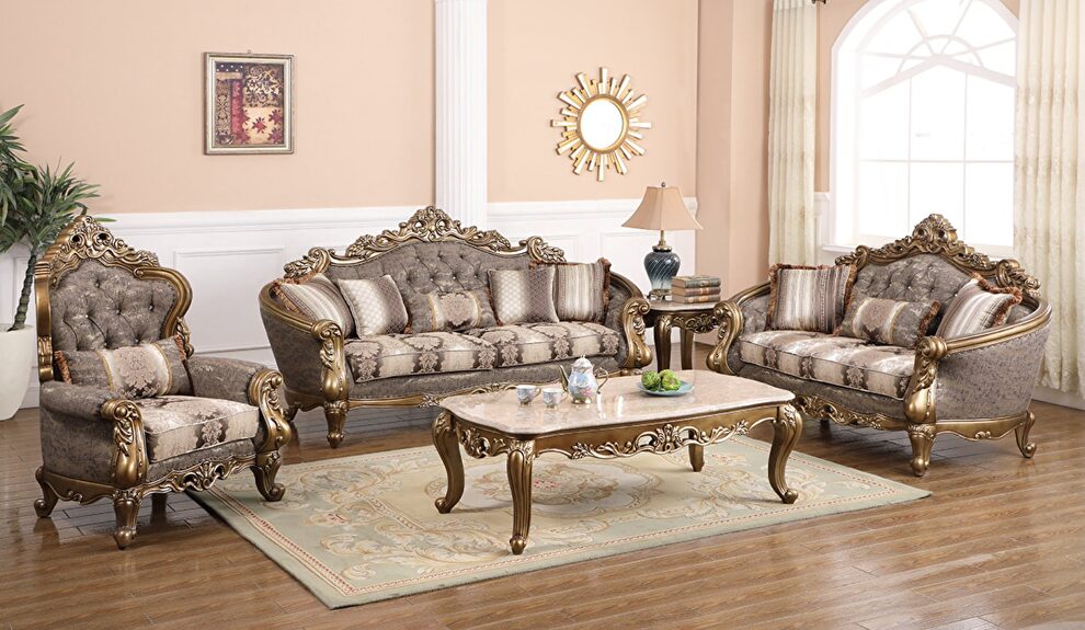 Traditional style sofa w/ bronze details by Cosmos