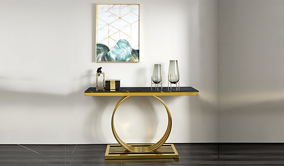 Modern style marble console table with gold metal base by Cosmos