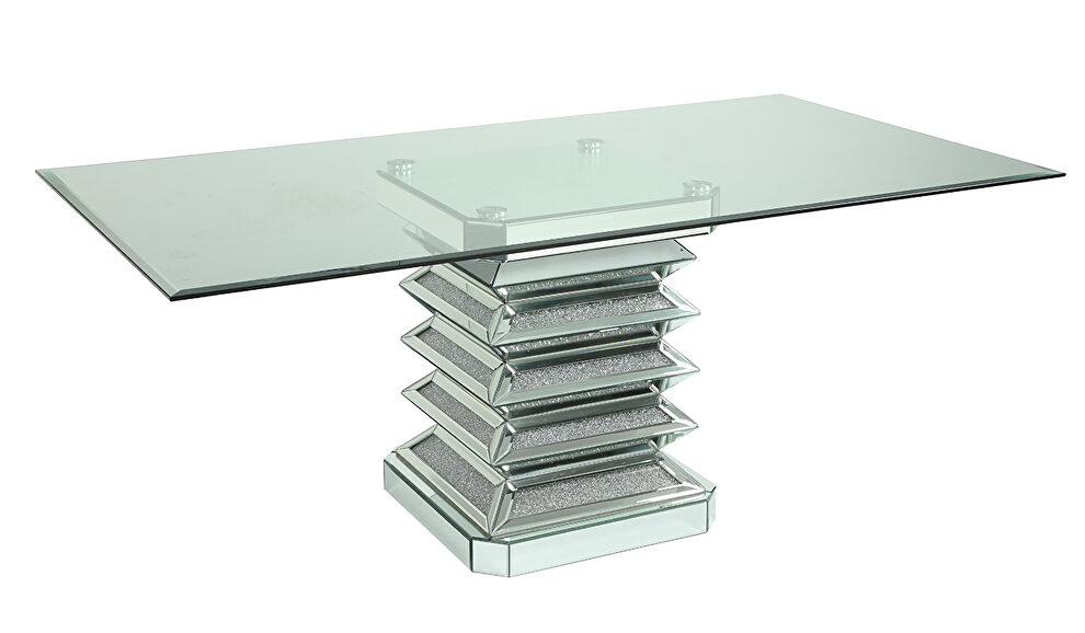 Large glam style clear glass dining table by Cosmos