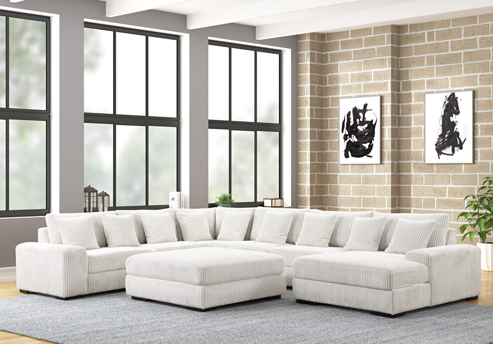 Contemporary low profile modular style beige sectional by Cosmos