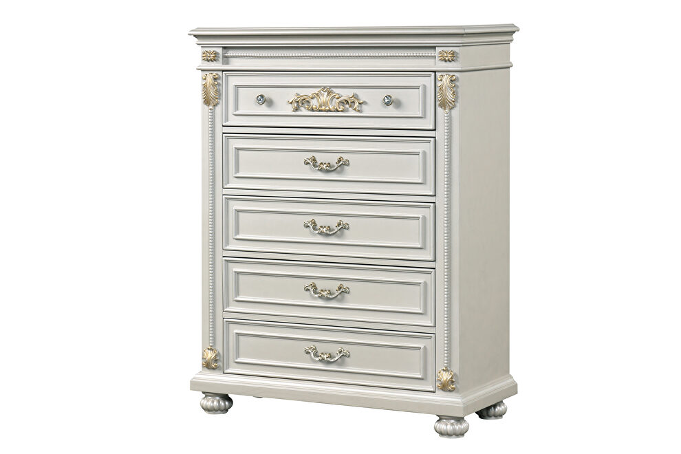 Traditional style chest in white finish wood by Cosmos