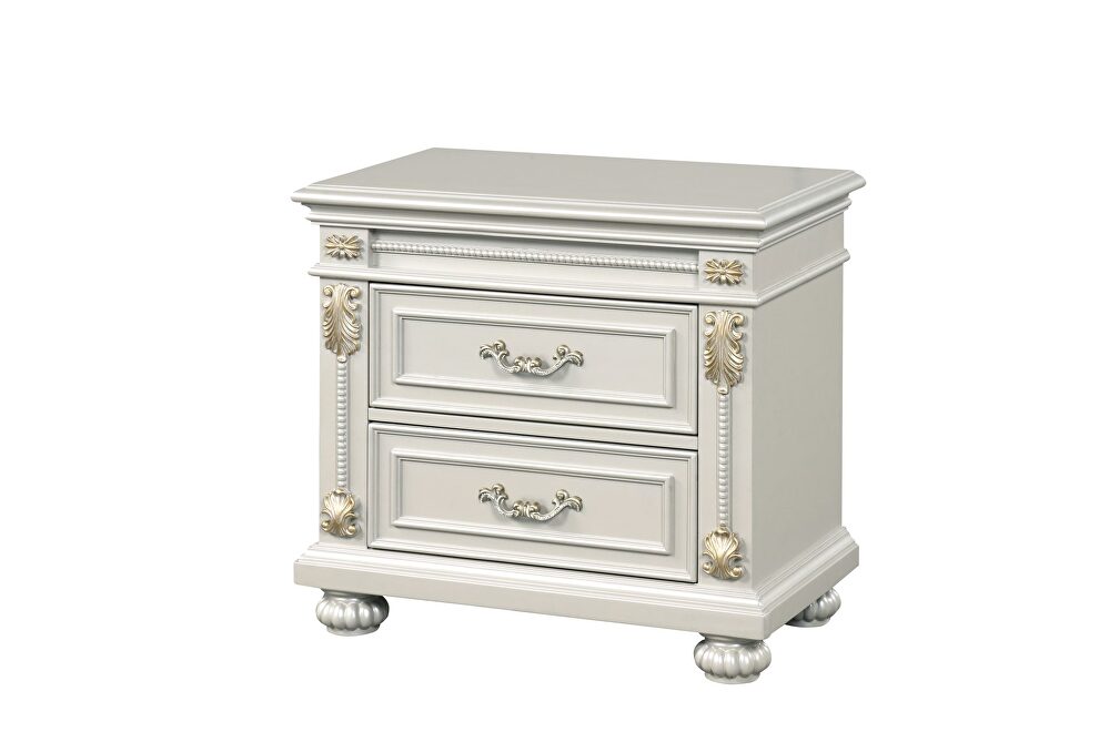 Traditional style night stand in white finish wood by Cosmos