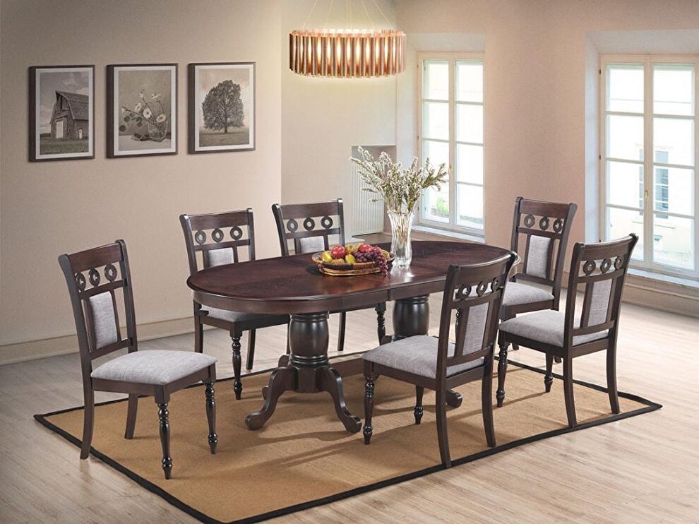 Transitional espresso wood rounded dining table by Cosmos