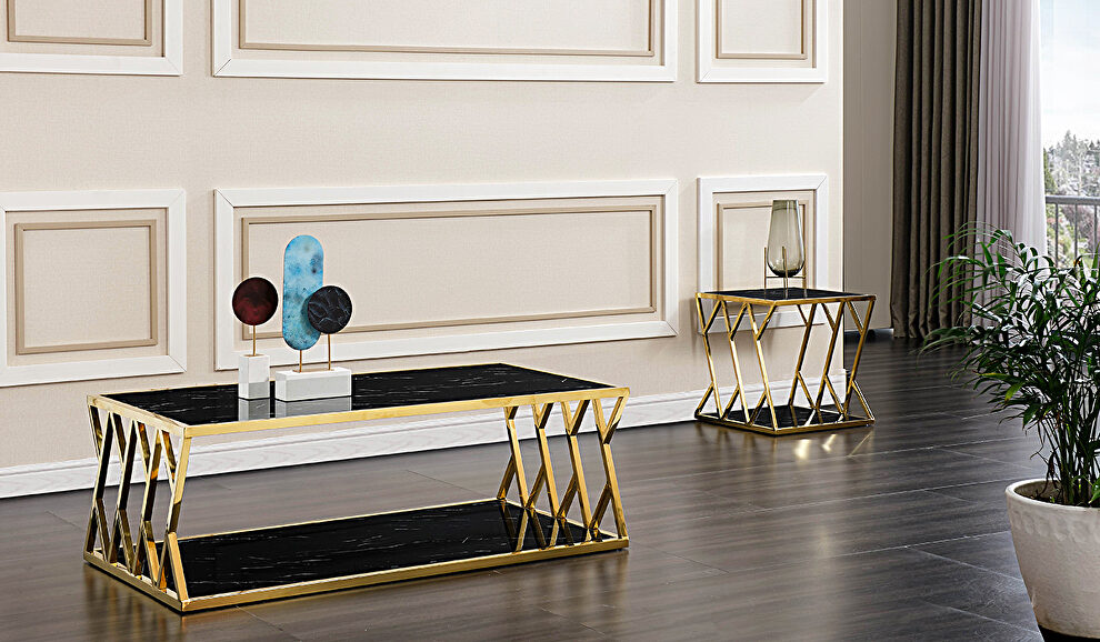 Stunning black / gold glam style modern coffee table by Cosmos