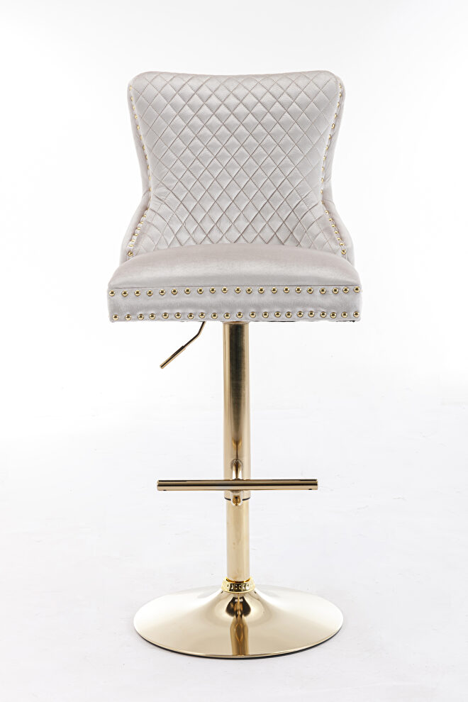 Pair of beige stylish barstools w/ gold trim by Cosmos