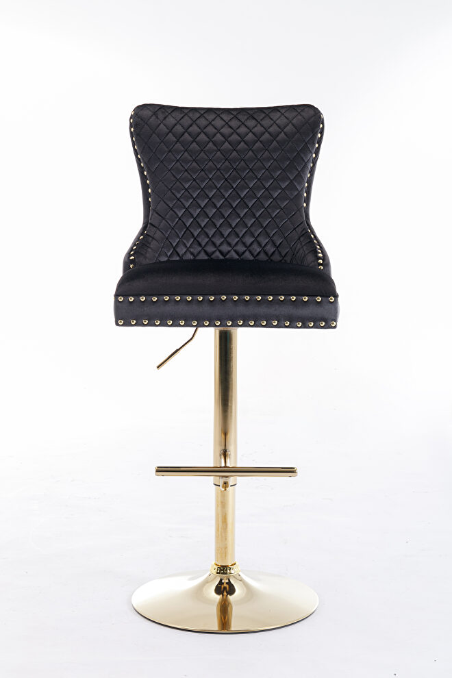 Pair of black stylish barstools w/ gold trim by Cosmos