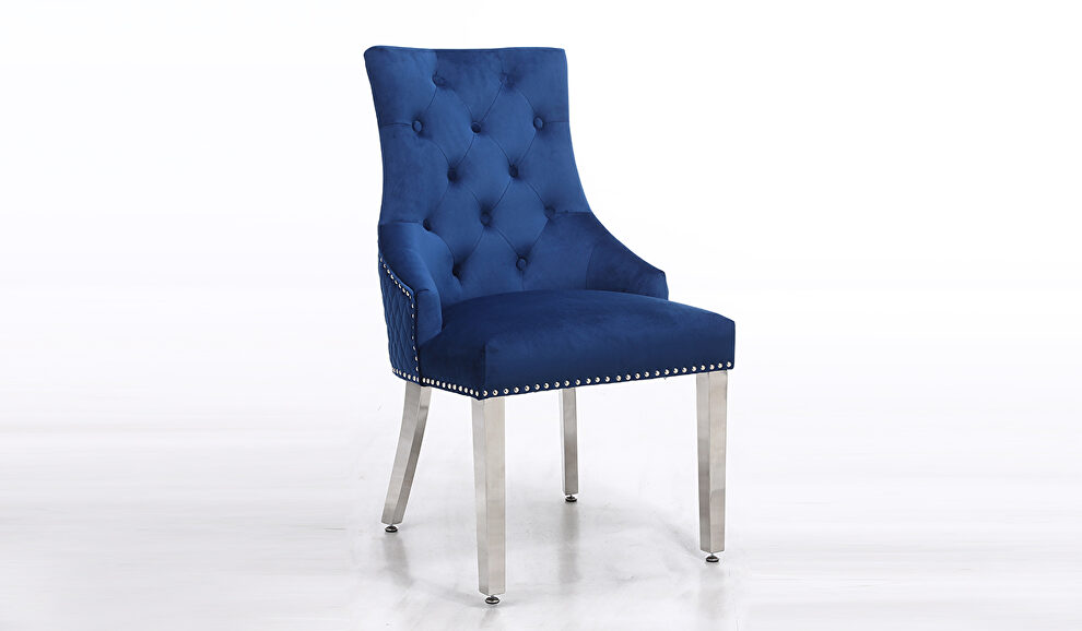 Pair of contemporary velvet tufted dining chairs by Cosmos