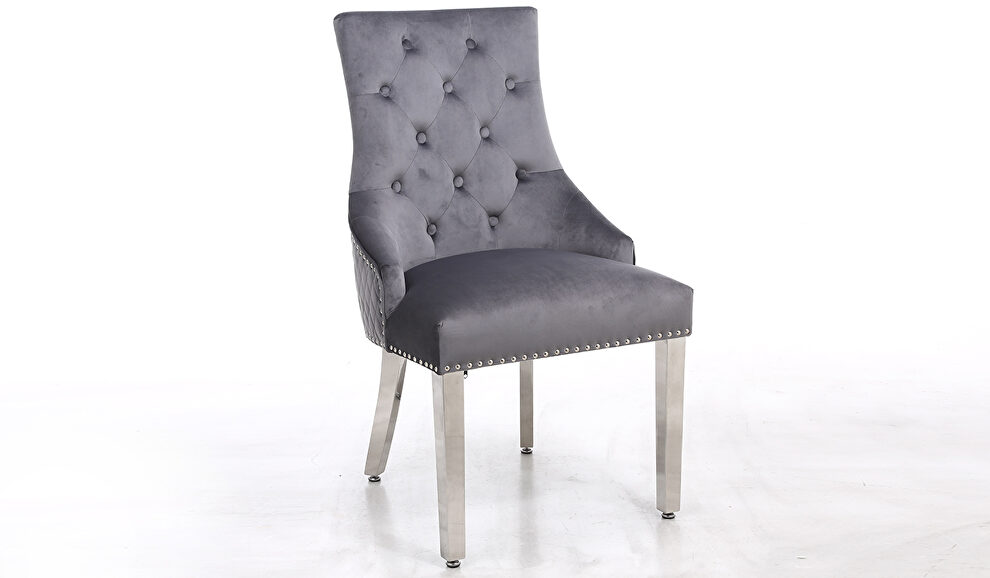 Pair of contemporary velvet tufted dining chairs by Cosmos