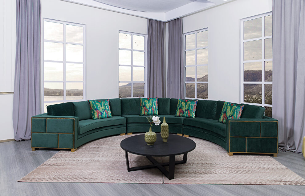 Green w/ gold details circular oversized sectional by Cosmos