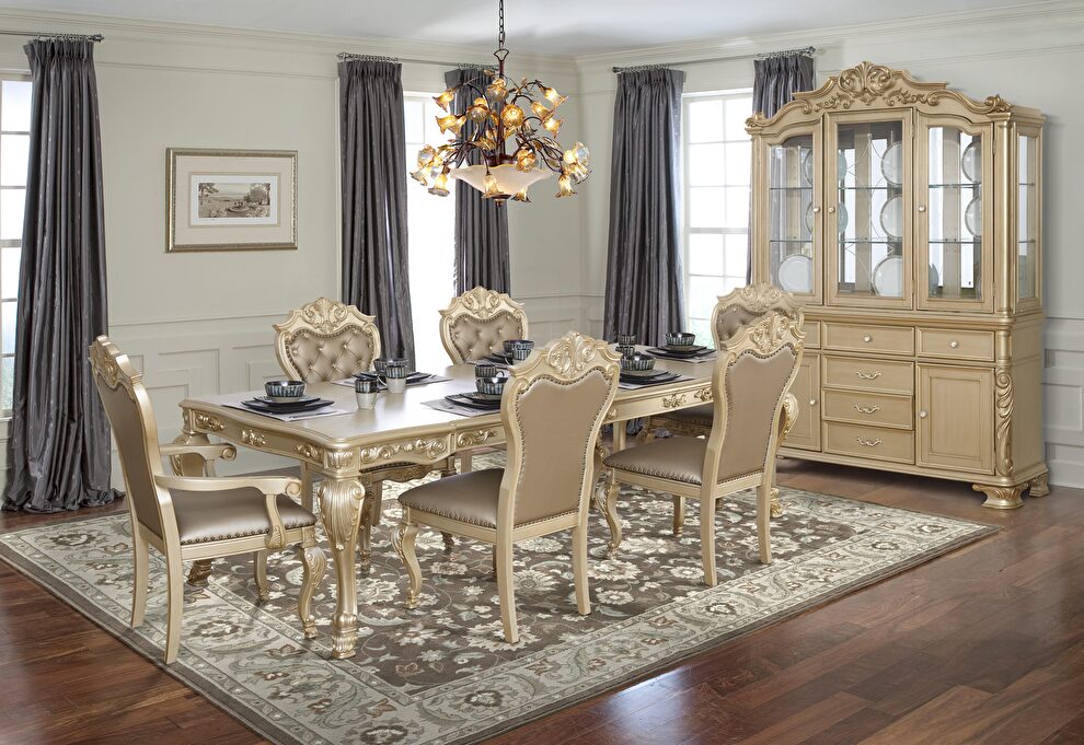 Transitional style dining table in gold finish wood by Cosmos