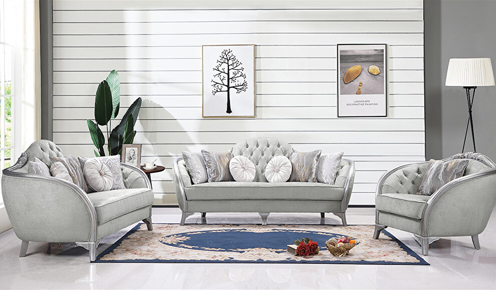 Transitional style silver gray upholstery sofa by Cosmos