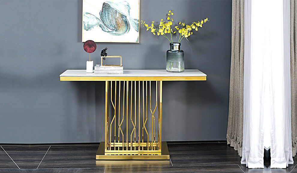 Modern style marble console table with metal base by Cosmos