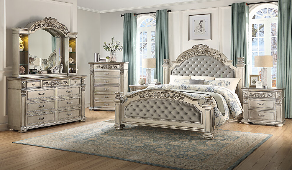 Stylish glam / casual tufted headboard king bed by Cosmos