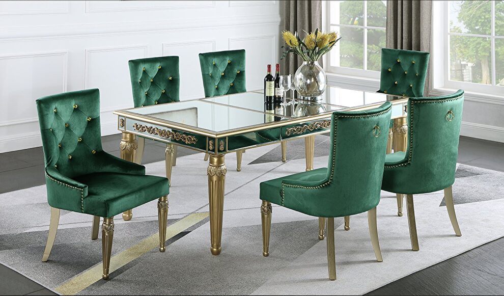 Glam style gold / mirrored finish dining table by Cosmos