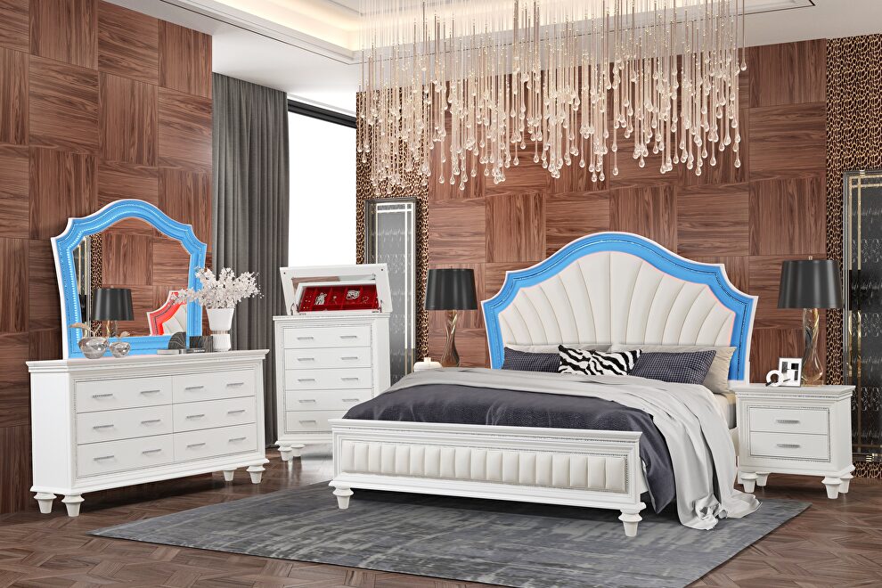 Dynamic led glam style modern king size bed by Cosmos