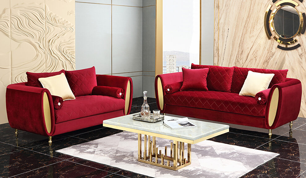 Rich red velvet contemporary sofa by Cosmos