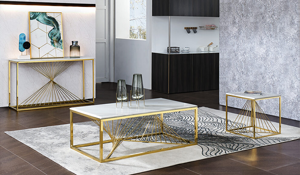Modern glam white / gold coffee table by Cosmos