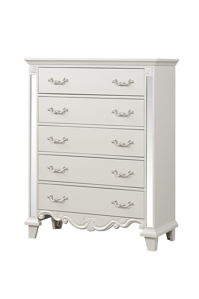 Contemporary style chest in pearl finish wood by Cosmos