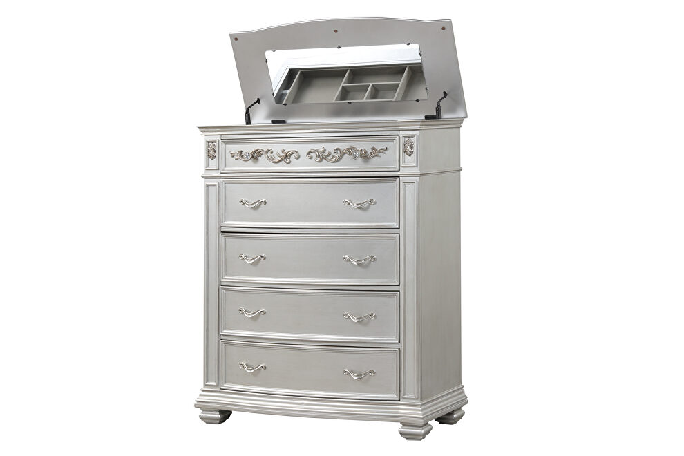 Glam mirrored panels chest in silver by Cosmos