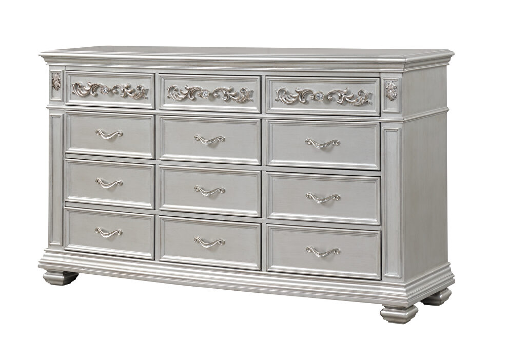 Glam mirrored panels bedroom dresser in silver by Cosmos
