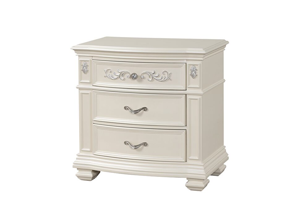Glam mirrored panels night stand in white by Cosmos