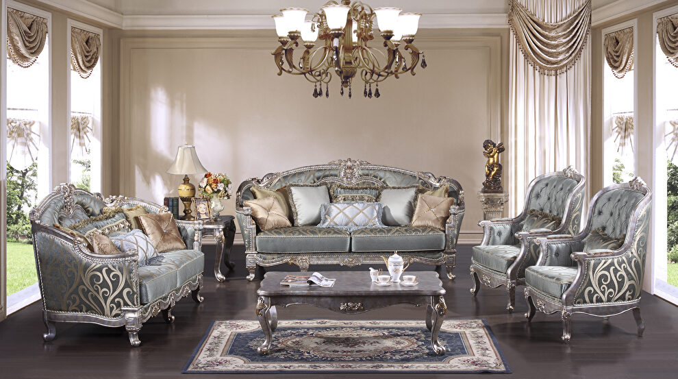 Transitional style sofa in silver finish wood by Cosmos