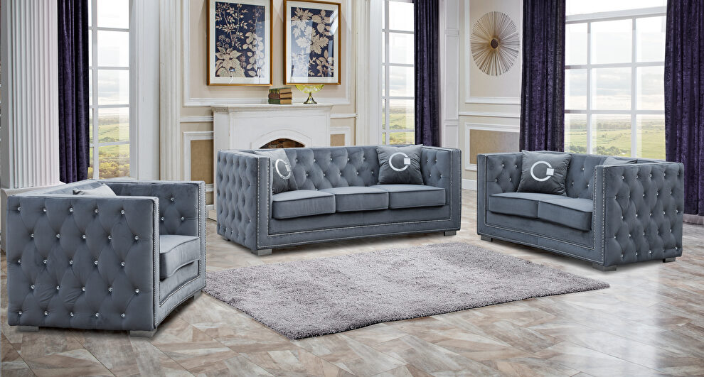 Modern style gray sofa with steel legs by Cosmos