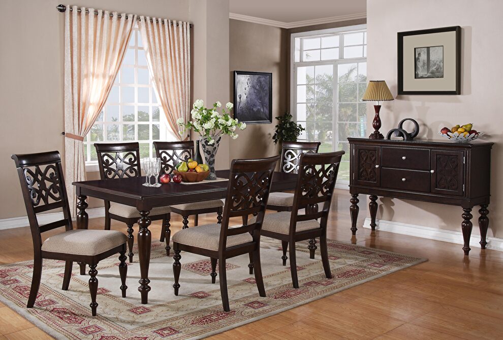 Transitional style dining table in cherry finish wood by Cosmos