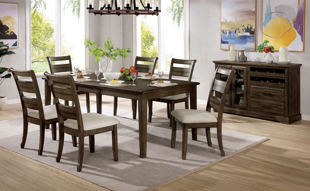 Light walnut transitional dining table by Furniture of America