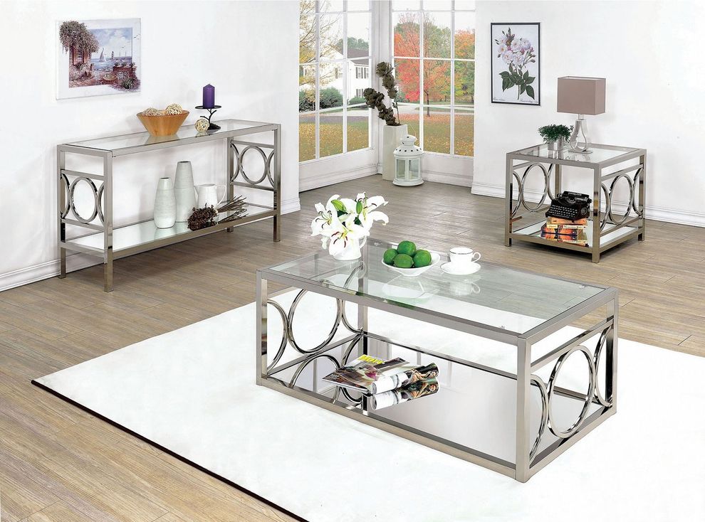 Chrome Contemporary Coffee Table, Chrome by Furniture of America