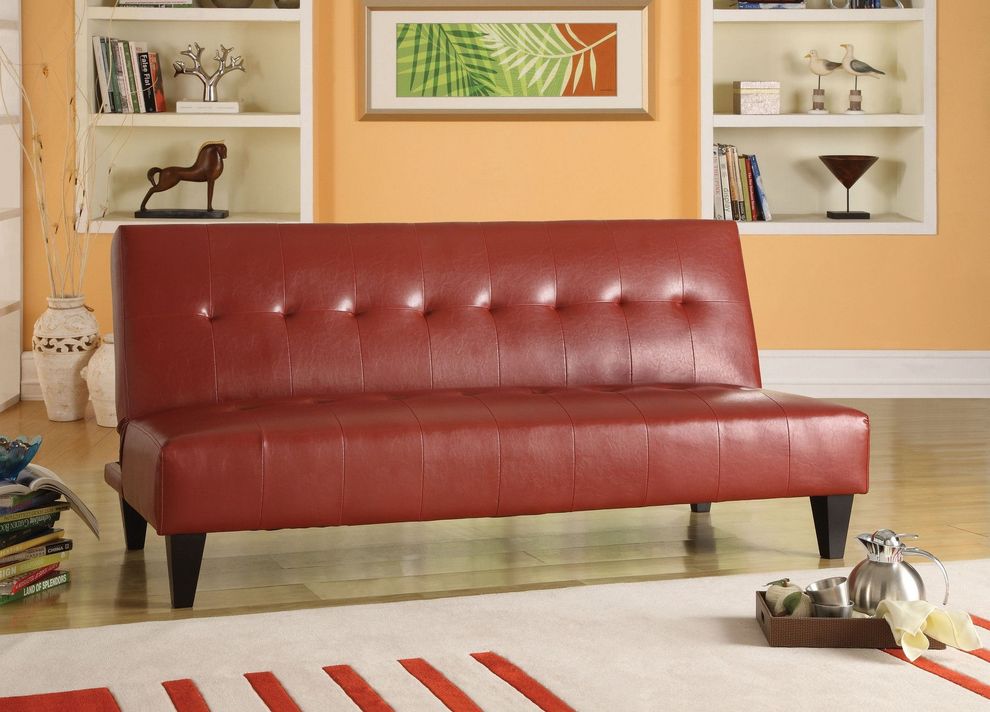 Red bycast leather sofa bed by Acme