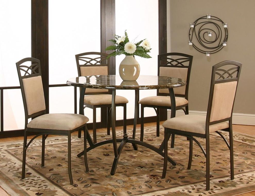Faux marble round table set 5pcs by Cramco