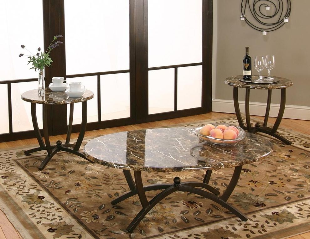 3-pack faux marble occassional tables set by Cramco