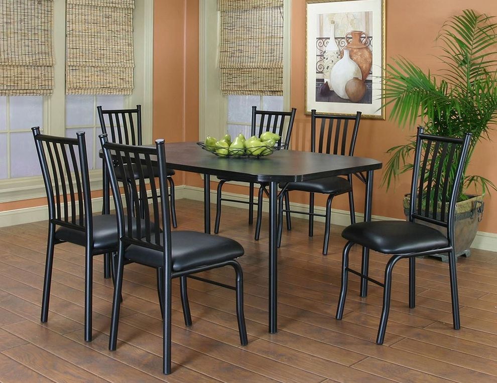 Simple 7 pcs black dining table set by Cramco