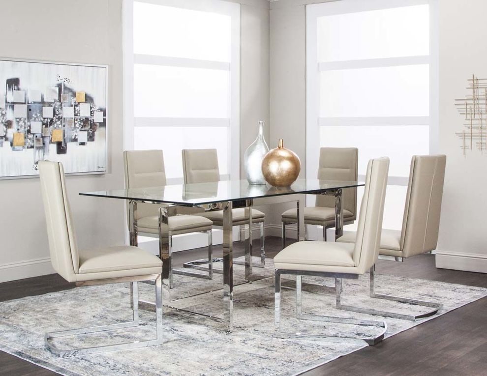 Stainless steel / glass contempory dining set by Cramco