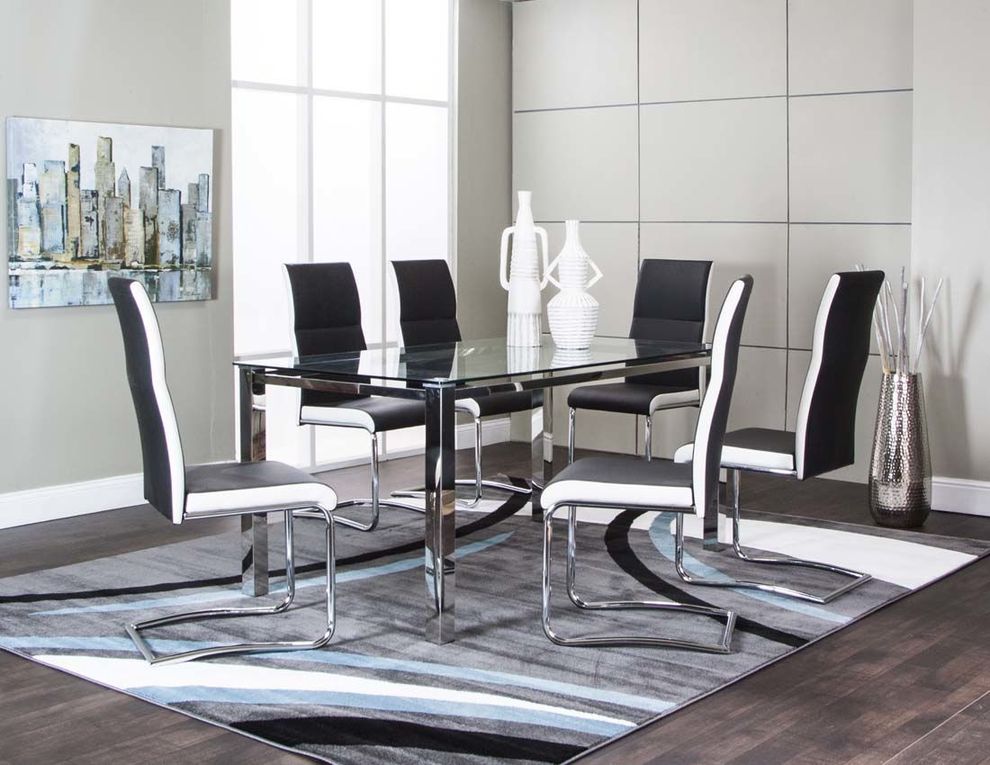 Chrome tube / Glass contemporary dining set by Cramco