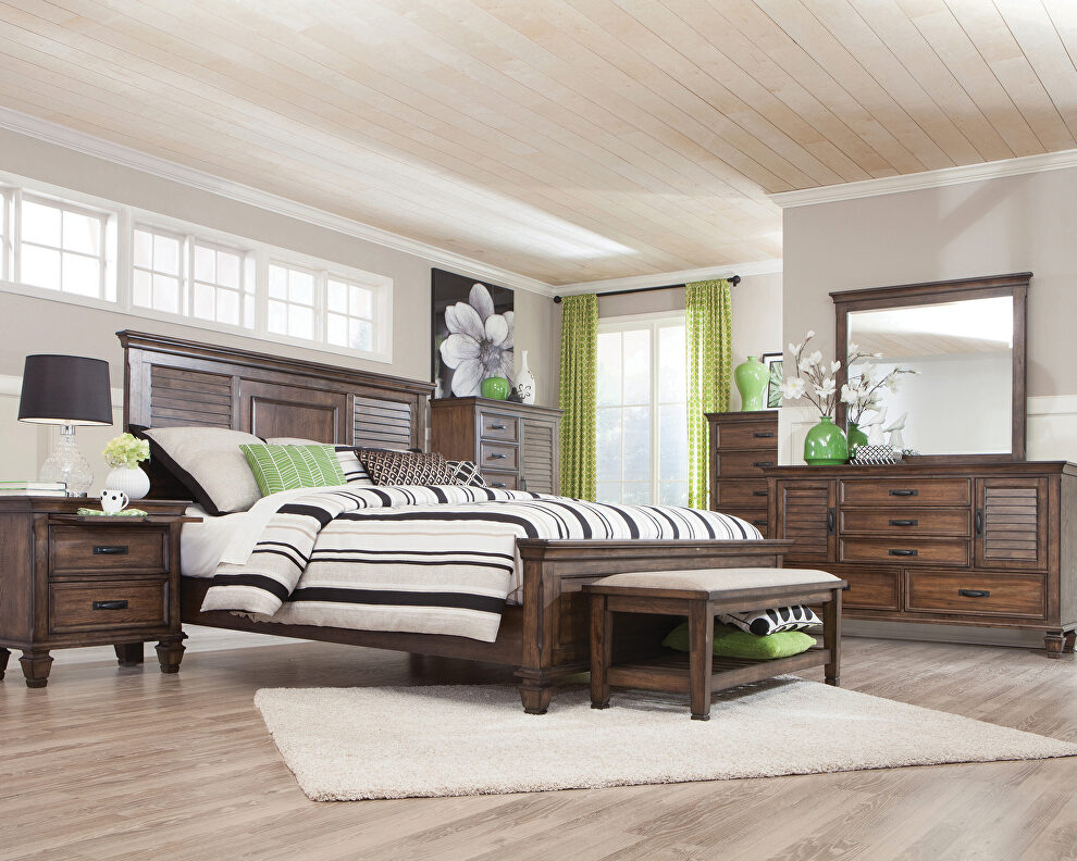 Burnished oak finish queen storage bed by Coaster